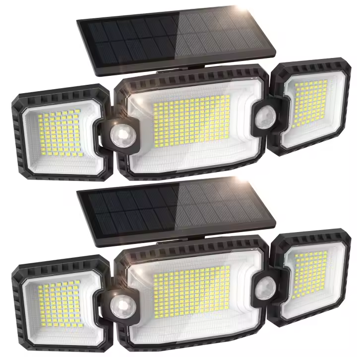 Luces Solares con Sensor de Movimiento Iluminación Segura al Aire Libre con 3 Cabezas - 1