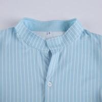2025 camisas de manga corta a rayas azules para mujer, camisetas informales ajustadas con cuello vuelto y botones, camisetas básicas de verano - details 0