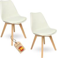 Sillas de Comedor Nórdicas Ergonómicas Madera de Haya Anti Manchas de Polipiel Blanco 4 Piezas - details 7