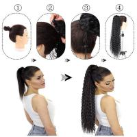 Cola de caballo rizada con cordón, estilo cornrow, con clip, efecto ombré, onda profunda, extensión de cola de caballo larga, postizo de cola de caballo - details 11