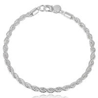 Pulsera de cadena de cuerda para hombres y mujeres, joyería de plata, 4 mm, 8 pulgadas - details 0