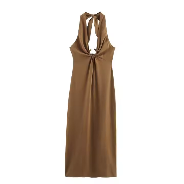 Vestido Holgado sin Mangas y sin Espalda BUNO-2025 Vestido de Verano para Mujeres con Falda Larga - 1