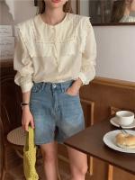 Blusa de verano para mujer, camisa de primavera, blusa para mujer, Blusas largas de gasa, informales, elegantes, Vintage, de manga larga, holgada de gran tamaño, blanca - details 30