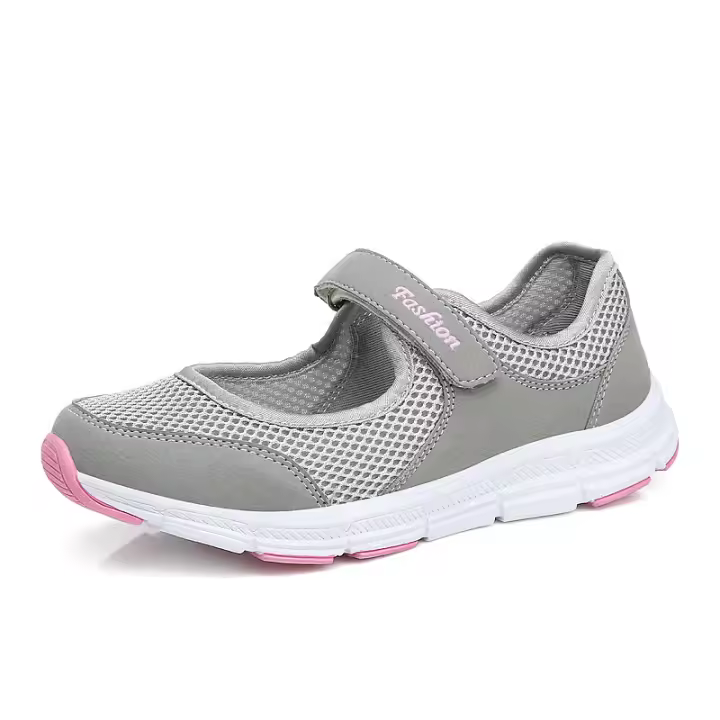 Zapatos informales de verano para mujer, zapatillas portátiles suaves, zapatos para caminar, suelas planas para mujer, zapatos blancos transpirables sin cordones - 1