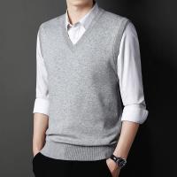 Chaleco tejido con cuello en V para hombre, suéter cálido informal a la moda, Top versátil, Color sólido, novedad de Otoño Invierno 2024 - details 13