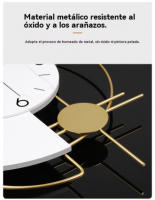 Reloj de Pared Dorado Reloj de Salón Grande Redondo 3D Reloj de Metal Silencioso Geométrico con Escala - details 2
