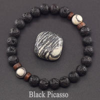 Pulsera de piedra de Lava para hombre, cuentas de piedra lunar de labradorita Natural, pulsera de Buda tibetano, pulsera difusora de aceite de Chakra, joyería para hombre - details 33