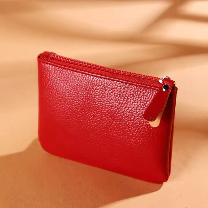 Monedero de cuero PU con cremallera clásica, cartera de mano de negocios de alta calidad para hombre y mujer, funda para tarjeta de identificación - 1