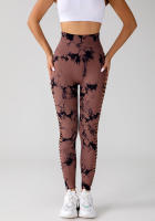 Leggings deportivos de tie dye con abertura escalonada lado inconsútil - details 25