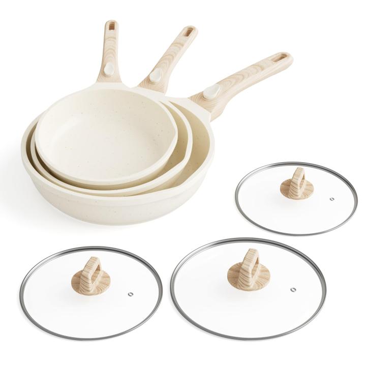 RIOVARM Inducción Juego de sartenes con asas Desmontables, Antiadherente Batería de cocina con Tapas, Granito Sartén para tortillas sin PFOA, Sartenes para freír Apto para lavavajillas y horno