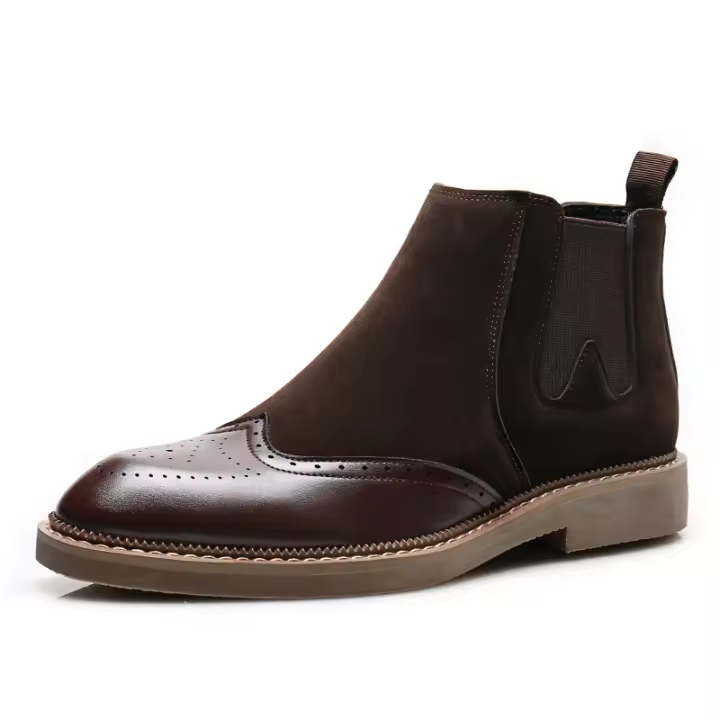 Zapatos con cremallera lateral para hombre, botas de hombre Chelsea de moda, caña alta - 1