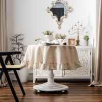 Mantel Redondo de Algodón con Borlas Cubierta de Mesa a Prueba de Polvo para Cocina y Comedor - details 8