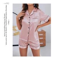 Conjunto De Pijamas De Seda Y Satén Para Mujer Verano Con Cuello Redondo Y Shorts 2 Piezas Dormitorio Elegante Pijama De Noche - details 8