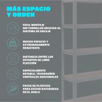 2X Estanterías Almacenaje 1750Kg 180x90x40cm Cargas Pesadas Taller 10 Estantes Plata - details 3