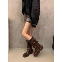 Botas Retro Nicho Talón Grueso, Botas Medias y Altas, Estilo Vaquero Occidental, Botas de Caballero, Otoño Temprano, Botas de Mujer Francesa - details 24