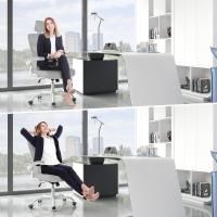 Silla de Escritorio Ergonómica con Soporte Lumbar Altura Ajustable, Reposabrazos Abatible, Para Oficina en Casa Gris - details 5