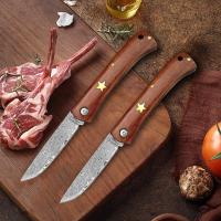 Cuchillo Plegable De Acero Damasco Con Mango De Madera Herramienta De Cocina Multifuncional Para Cortar Carne Y Frutas Cuchillo De Sellección - details 13