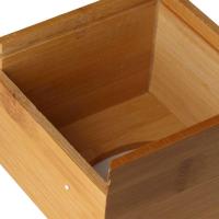Organizador de escritorio de bambú cuadrado ecológico para oficina creativa, estante para pañuelos, servilletero, caja de almacenamiento - details 5