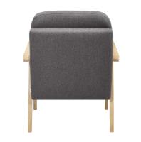 Sillón de lino, sillón, sofá individual, silla de lectura de relajación de madera, cojín trasero de asiento grueso para sala de estar, dormitorio, gris oscuro - details 3