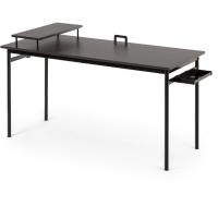 14075cm, Escritorio negro de metal con almacenamiento y soporte para monitor, Escritorio con acabado espresso, Mesa para ordenador, Montaje sencillo - details 7