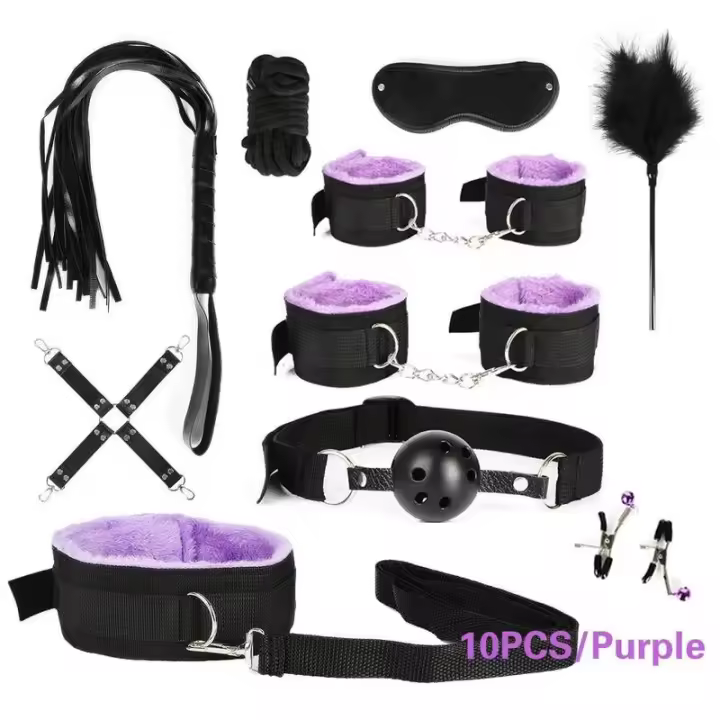 Leten Sextoy Bdsm Kit Set Vibrador Esposas Cuello Juguete Sexual Adulto Pareja Látigo Anal Buttplug para Hombres Juego Sexual Íntimo Bondage - 1