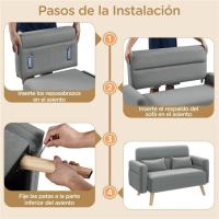 Sofá de Tela Morno Diseño de 2 Plazas Tamaño 116.5X73.5 cm Cojines Lumberos Incluidos Max 158 KG - details 12