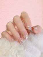 24pcs Uñas De Ballet Cortas Brillantes Con Diseño De Estrellas Doradas Press on Nails Para Mujeres Y Niñas Uñas Falsas Para Uso Diario - details 4