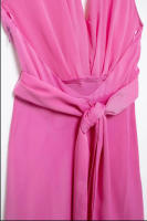 Vestido Plisado con Flores en 3D para Mujer Traje Elegante con Cuello Halter Espalda Descubierta - details 6