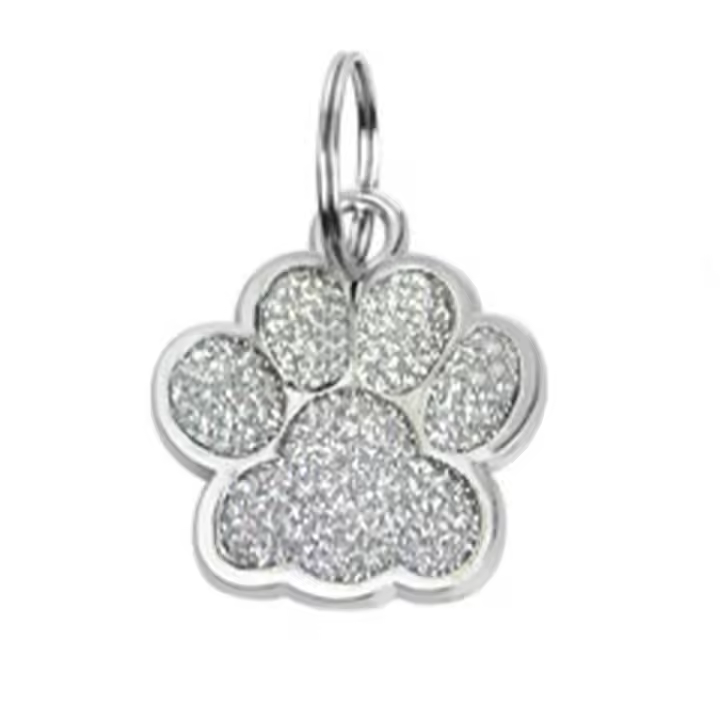 Etiquetas para perros y gatos con estampado de pata de perro y gato, colgante personalizado exquisito con purpurina para mascotas con gancho, Collar antipérdida para mascotas, colgante con etiqueta para cachorro - 1