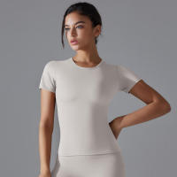 Top deportivo de manga para mujer, ropa de fiestas, corto y Fitness, camisetas de entrenamiento para gimnasio, Top de Yoga Sexy - details 6