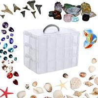 Organizador de joyas y artes, organizador apilable de 3 niveles de plástico transparente con 30 compartimentos ajustables - details 2