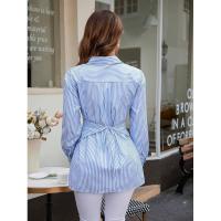 Camisas y blusas con botones en la cintura, a rayas, irregulares, juveniles, elegantes, nuevas para mujer - details 6