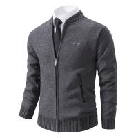 Otoño Invierno sólido cuello de béisbol hombres Cardigan suéter nueva moda Casual abrigos de punto al aire libre sueltos versátiles Slim Tops hombres - details 2
