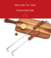 Nuevo Gancho giratorio de carne de acero inoxidable para barbacoa con mango de madera, gancho para carne, gancho para aleta de comida, fácil de limpiar - details 2