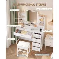 Espejo HD con Luces LED Ajustables Moderno, Blanco-Dorado, 5 Cajones y 10 Compartimentos, Enchufable y USB - details 17