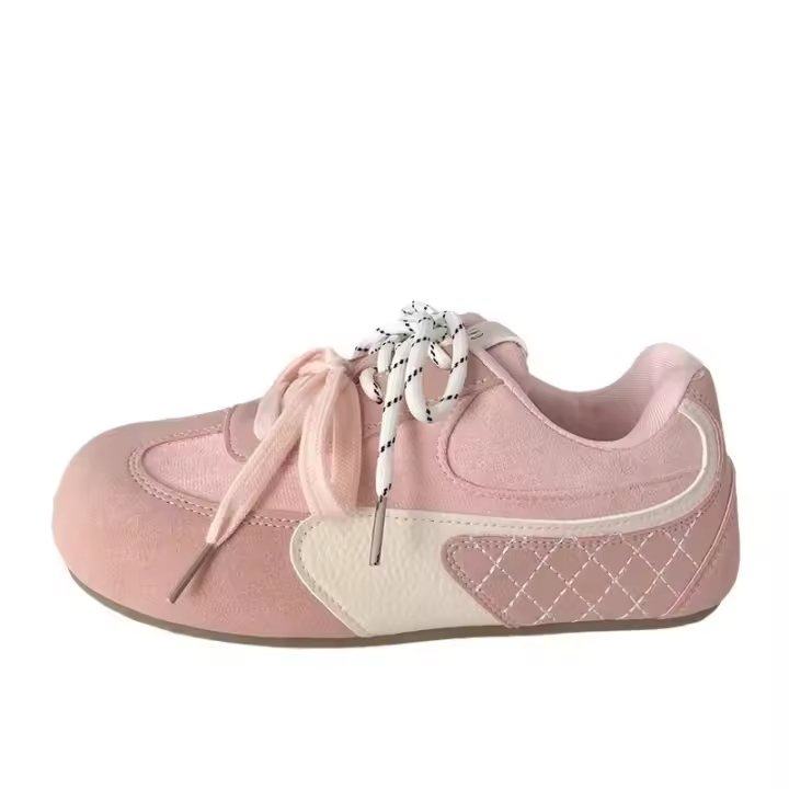 Zapatos de entrenamiento Rosa alemán junta femenina fea linda 2025 primavera y verano nuevo nicho chic puff pan zapatos Forrest Gump zapatos blancos - 1