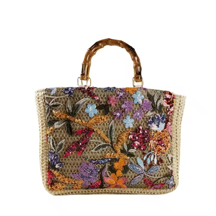 Bolso bordado de lujo para mujer, nicho de moda, paja, gran capacidad - 1