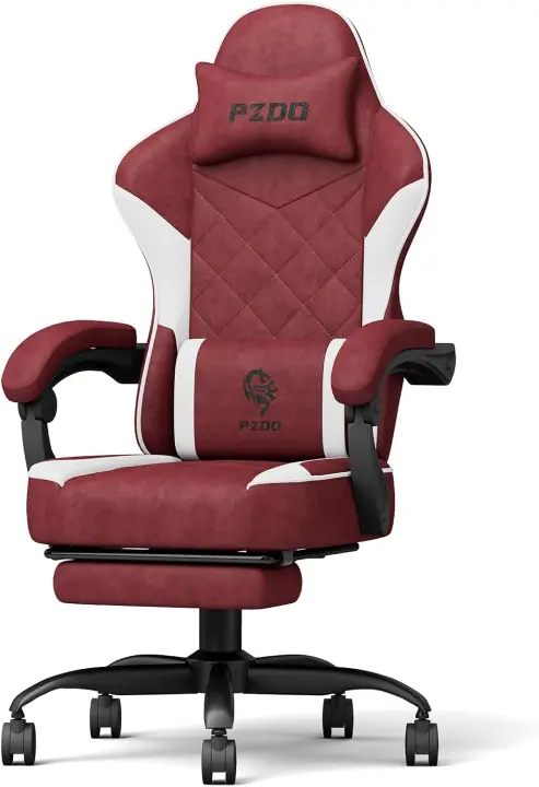Silla Gaming Ergonómica Tejido de Alta Tecnología Silla de Oficina con Reposapiés Negro - 1