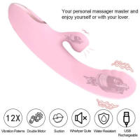 Juguete de sexo del vibrador del conejo de succión del clítoris de 12 velocidades poderoso para las mujeres lamendo el estimulador del clítoris del punto G R del motor doble USB de carga - details 11