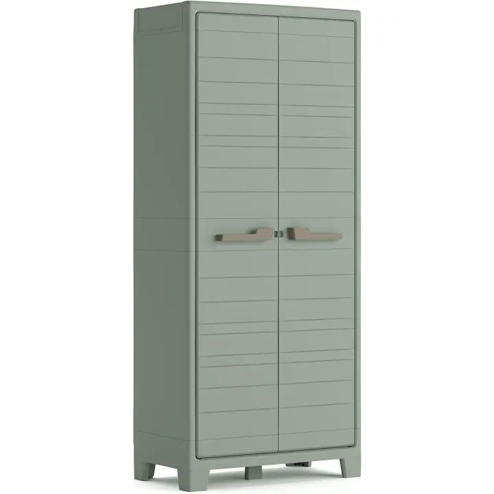 Caja de Almacenamiento de Resina Impermeable 2 Puertas, 4 Baldas Regulables en Altura - 1