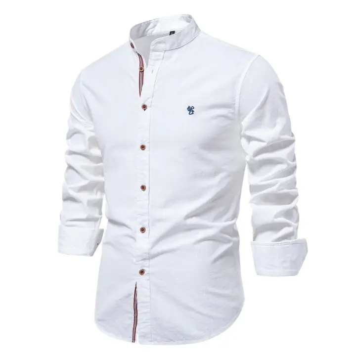 Camisas de Negocios para Hombres Primavera-Verano Moda Japonesa Casual de Algodón y Lino - 1