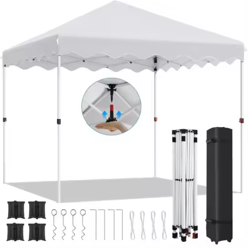 Carpa de Jardín Pop Up Ajustable de Altura 3x3M Marco de Acero Resistente a Rayos UV - 1