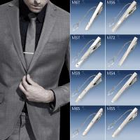 Clip de Corbata de Metal Plateado Pin de Corbata de Cristal para Hombres - details 16