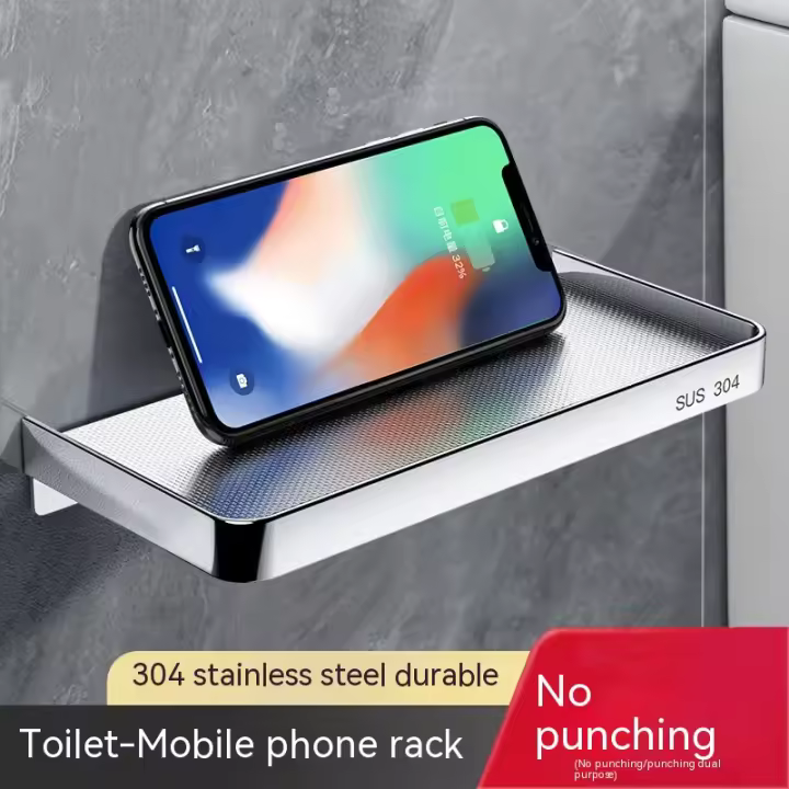 Estante de Teléfono Adhesiva Montada en la Pared para Baño y Cocina Soporte de Papel Higiénico con Encajados en Acero Inoxidable Modunful - 1