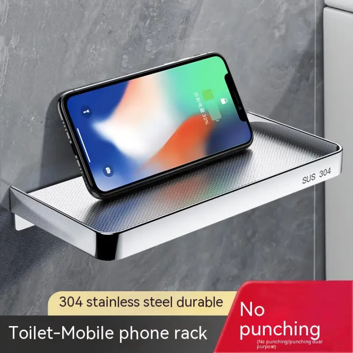 Estante de Teléfono Adhesiva Montada en la Pared para Baño y Cocina Soporte de Papel Higiénico con Encajados en Acero Inoxidable Modunful - 1