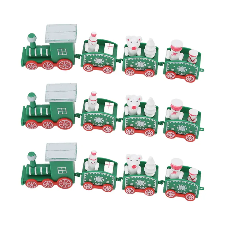 Juego de decoración navideña de tren pequeño, exquisito Mini tren, accesorios verdes, 3 juegos - 1