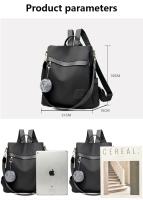 Mochila antirrobo de tela Oxford impermeable para mujer, bolso de hombro escolar de nailon ligero para viaje, a la moda - details 6