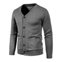 Nuevo Cárdigan para hombre, abrigos de manga larga con cuello en V, suéteres de punto con botones y bolsillos, prendas de vestir exteriores ligeras de Color sólido - details 4
