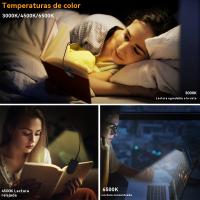Nuevo clip libro luz lectura escritorio lámpara aprendizaje ojo lámpara LED tres colores oscurecimiento plegable creativa noche luz usb carga - details 9