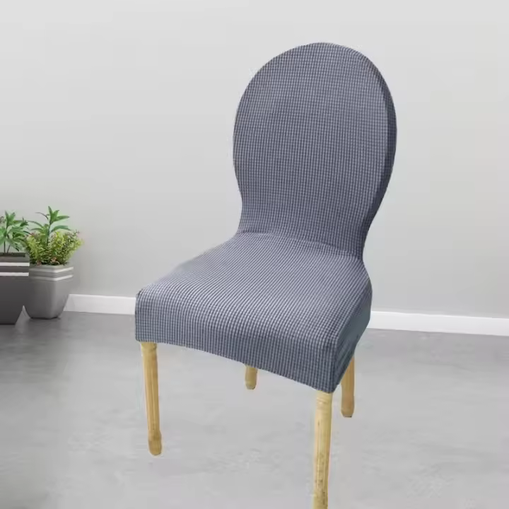 Funda trasera redonda para silla Jacquard, funda ajustable de lujo de gran tamaño para silla, funda para asiento navideño 2025, funda para silla de comedor elástica - 1